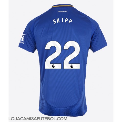 Camisa de Futebol Leicester City Oliver Skipp #22 Equipamento Principal 2024-25 Manga Curta